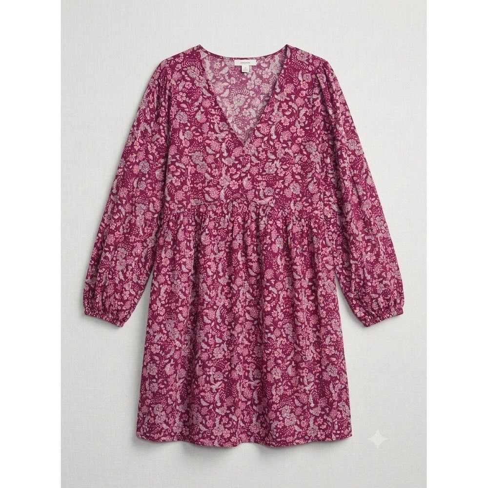 Old Navy Babydoll Dress Floral Boho Casual Mini Long Sleeve Peasant